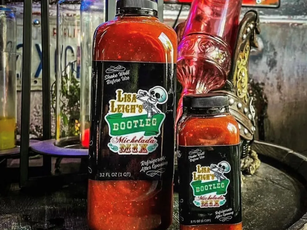 Custom printed beverage labels on michelada mix bottles