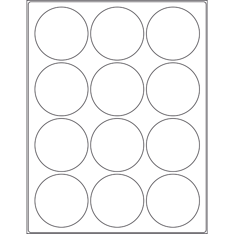 2.5” circle/round (12 per sheet), LC-0250-012