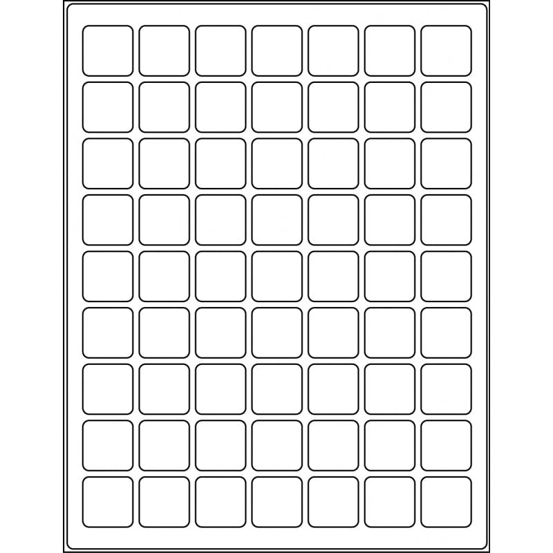 1.0” x 1.0” square (63 per sheet), LR-1010-063