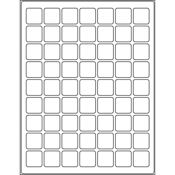 1.0” x 1.0” (63up) DIY FREEZER-Grade/Durable Sheet Labels, LR-1010-063